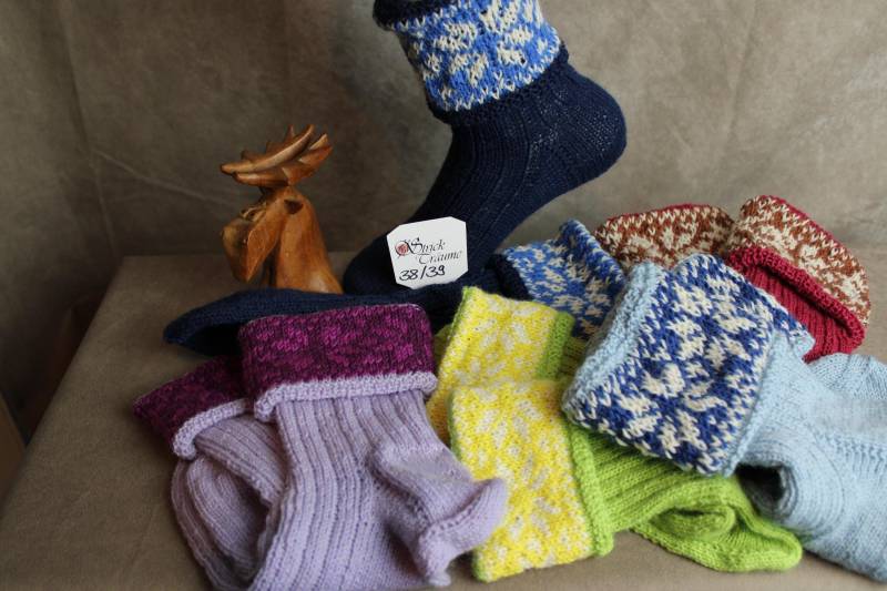 Handgestrickte Umschlag-Socken in Größe 38/39 von StrickTraeumeShop