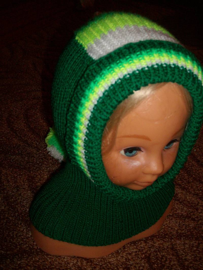 Schlupfmütze Für Kinder Grün, Neongelb, Neongrün, Weiß von Strickbiene59