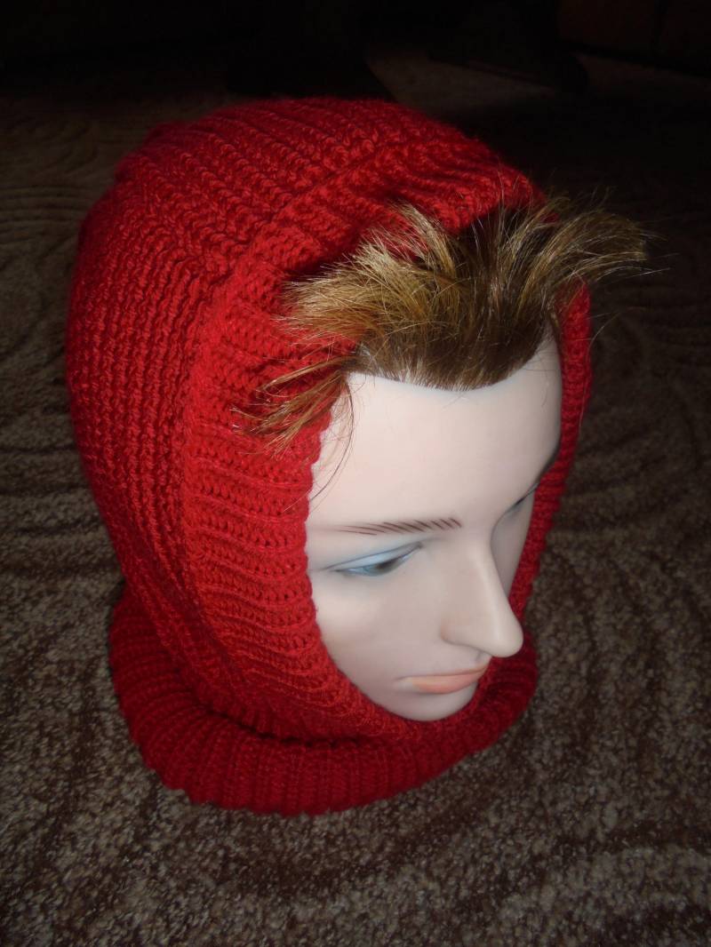 Wende , - Schlupfmütze Für Erwachsene Mit Kurzer Bommel "Rot" von Strickbiene59