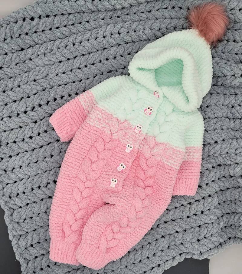 Gestrickter Baby Overall | Handgemacht Mint Rosa Neugeborenes Geschenk Zur Geburt Strampler Gestrickter Baby Overall | Handgemacht Mint Rosa Neugeborenes Geschenk Zur Geburt Strampler von Strickmaeuschen