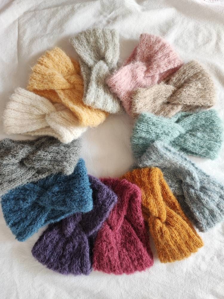 Kuscheliges Stirnband Ohrenwärmer Handgestrickt Handmade Alpaka Wolle Twist Turban von Stricknadelkissen