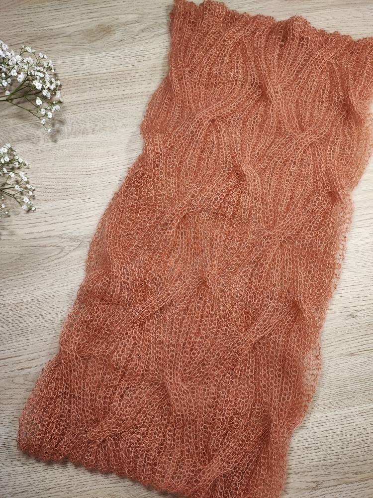 Loop Schal Scarf Superkid Mohair Seide Silk Handgestrickt Rost Kidmohair von Stricknadelkissen