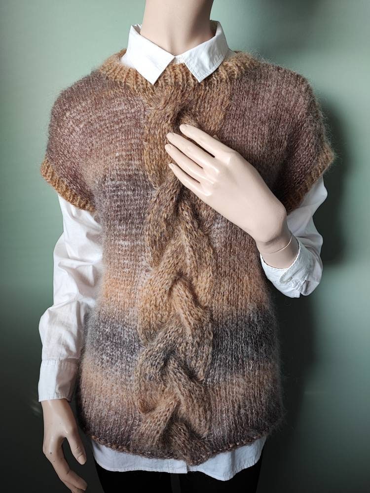 Pullunder Handgestrickt Mohair Wolle Größe S-M-L von Stricknadelkissen