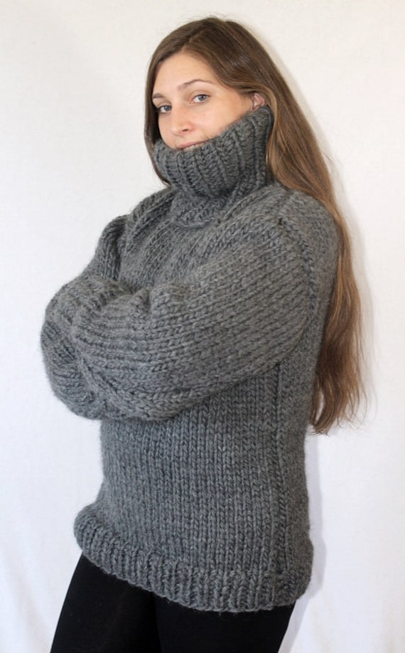 Grobstrick Rollkragenpullover Wolle Strickpullover Wollpullover Gestrickter Pullover Für Männer Damen Frauen Hand Gestrickt Strickolino von Strickolino