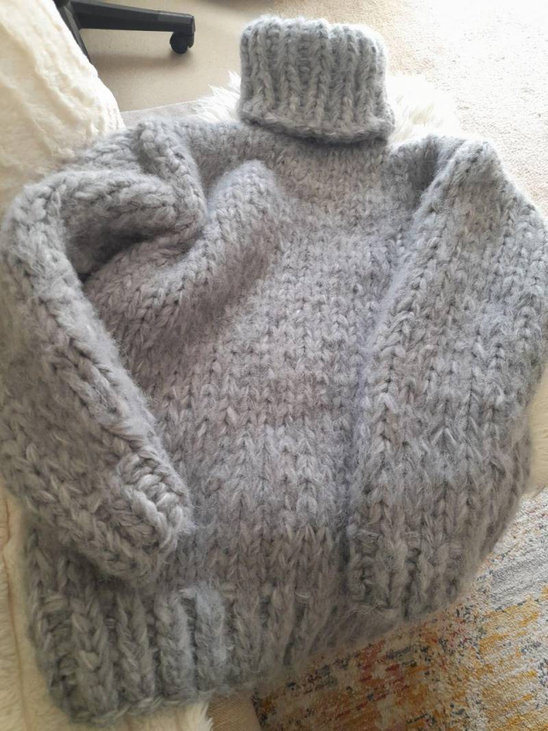 Rollkragenpullover Mohair Merino Wolle Gestrickt Flauschig Grobstrick Pullover Strickpullover Wollpullover Strickolino von Strickolino