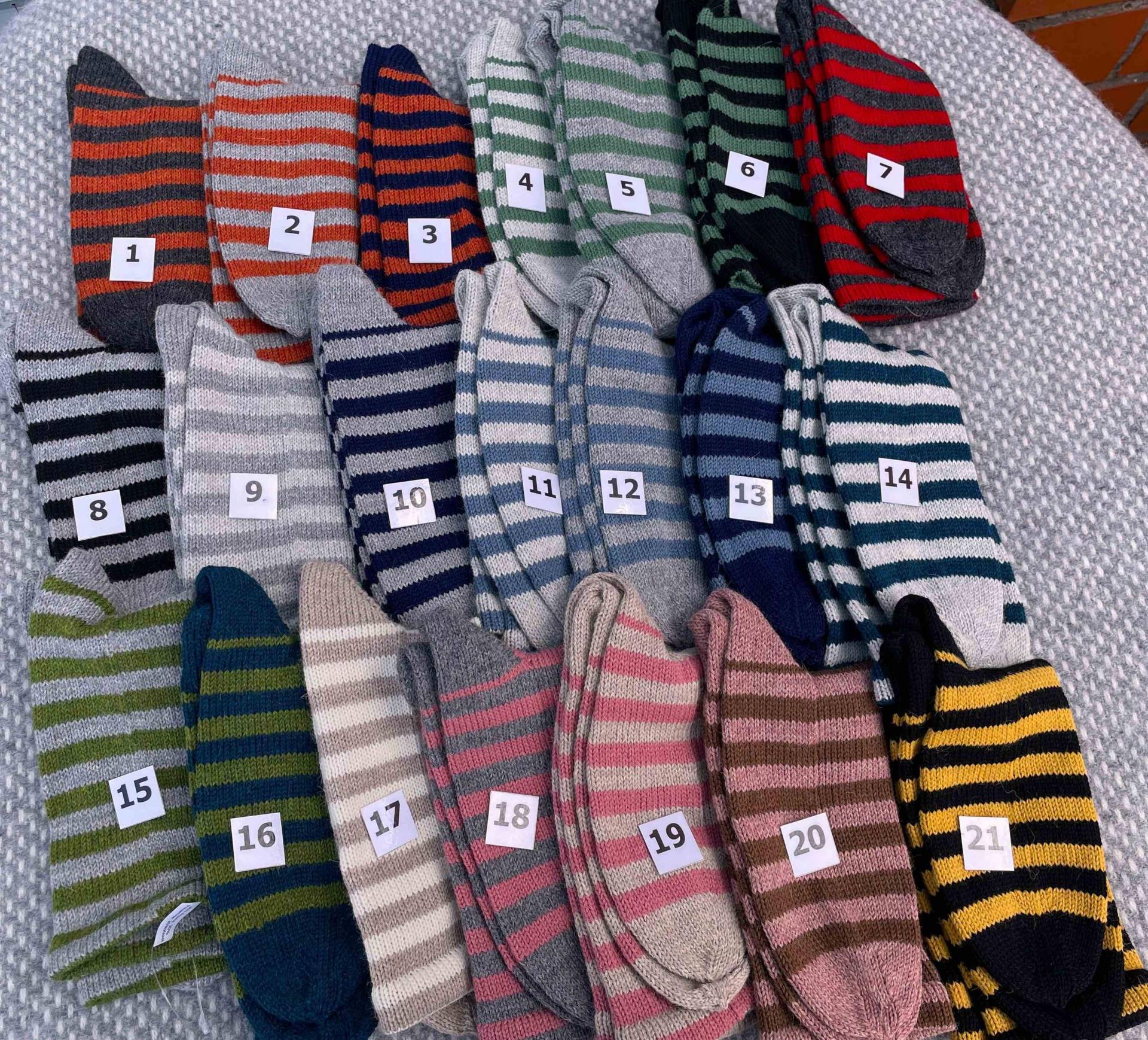 Alpaka-Ringel-Socken, Handgestrickt, Neu, Größe 38-40 von Stricksuechtig