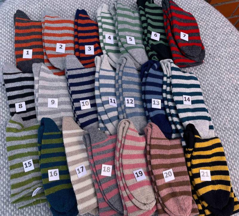 Alpaka-Ringel-Socken, Handgestrickt, Neu, Größe 38-40 von Stricksuechtig