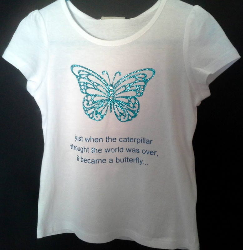 Gerade Als Die Raupe Dachte... Aqua Glitter & Kristall Schmetterling T-Shirt - Mädchen, Kinder, Jugendliche Anpassbar von StrideDesignsStudio