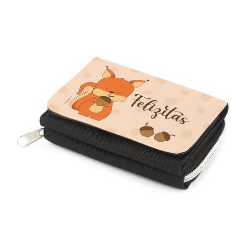 Striefchen® Geldbörse für Kinder mit Tier Motiv und Wunschnamen Eichhörnchen von Striefchen