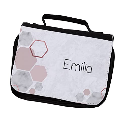 Striefchen® Kinder Mädchen Kulturtasche mit Namensaufdruck Hexagon von Striefchen