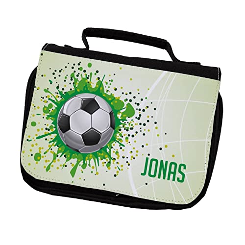 Striefchen® Kulturtasche für Jungen personalisiert mit Wunschname Fußball von Striefchen