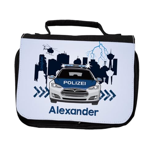 Striefchen® Kulturtasche für Jungen personalisiert mit Wunschname Polizei von Striefchen