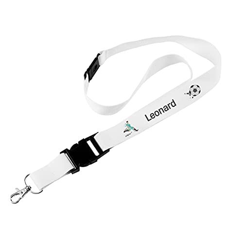 Striefchen® Schlüsselband mit Namen - Motiv: Fußballer - für Haustürschlüssel oder Busfahrkarte von Striefchen