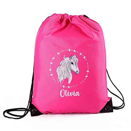 Striefchen® Sportbeutel für Mädchen, verschiedene Motive, personalisiert Pferd Pink von Striefchen
