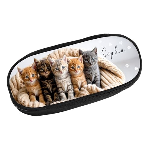 Striefchen® Stiftebox für Kinder und Teenager mit Wunschname Bedruckt (Kätzchen) von Striefchen