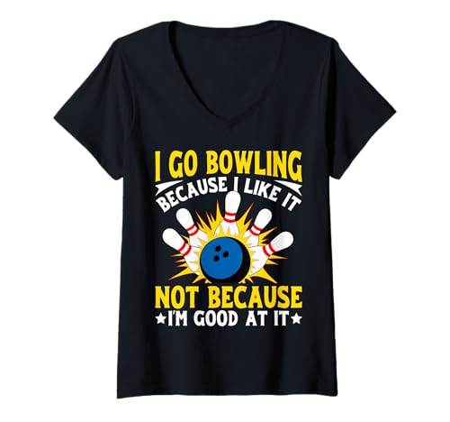 Damen Lustiges Bowling-Design für Bowlers Team League T-Shirt mit V-Ausschnitt Damen Lustiges Bowling-Design für Bowlers Team League T-Shirt mit V-Ausschnitt von Strike Kingpin Apparel