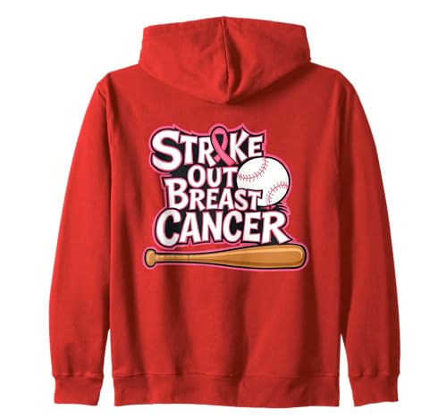 Strike Out Brustkrebs Baseball Krieger Männer Frauen Kapuzenjacke von Strike Out Breast Cancer Baseball Women Graphics