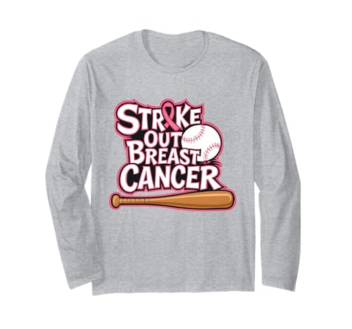 Strike Out Brustkrebs Baseball Krieger Männer Frauen Langarmshirt von Strike Out Breast Cancer Baseball Women Graphics