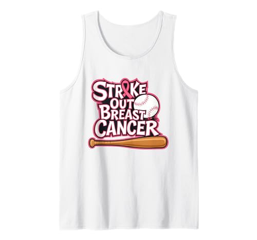 Strike Out Brustkrebs Baseball Krieger Männer Frauen Tank Top von Strike Out Breast Cancer Baseball Women Graphics
