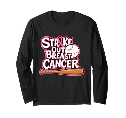 Strike Out Brustkrebs Baseball Krieger Survivor Männer Frauen Langarmshirt von Strike Out Breast Cancer Baseball Women Outfits