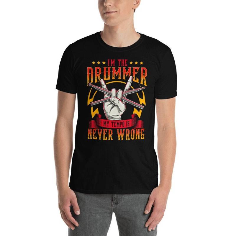 Lustiger Schlagzeuger I'm The Drummer My Tempo Is Never Wrong Metronome Rudiments in Music Theory Rock Band Musiker T-Shirt von StrikeAChordClothing