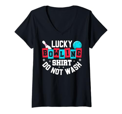 Damen Lustiger Retro Bowling Lover Vintage Kingpin Strike T-Shirt mit V-Ausschnitt Damen Lustiger Retro Bowling Lover Vintage Kingpin Strike T-Shirt mit V-Ausschnitt von Striking Designs Co.