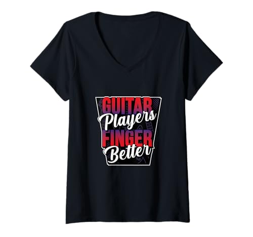 Damen Gitarristen kennen sich um Saiten herum T-Shirt mit V-Ausschnitt Damen Gitarristen kennen sich um Saiten herum T-Shirt mit V-Ausschnitt von String Theory Vibes