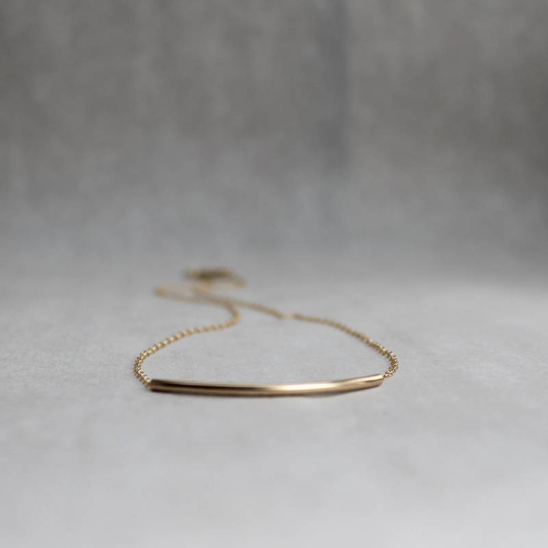 Einfache Gold Tube Halskette Mit Kette Einfache Gold Tube Halskette Mit Kette von StringerBs