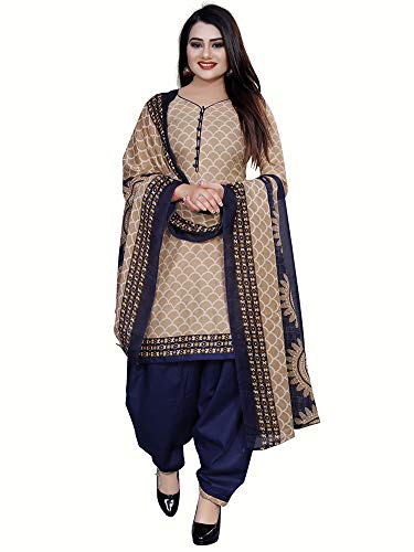 Striwaa Fertiger Panjabi-Stil Kreppstoff Patiyala Salwar Anzug mit bedrucktem Dupatta für Frauen und Mädchen, Beige-a7, X-Large Striwaa Fertiger Panjabi-Stil Kreppstoff Patiyala Salwar Anzug mit bedrucktem Dupatta für Frauen und Mädchen, Beige-a7, X-Large von Striwaa