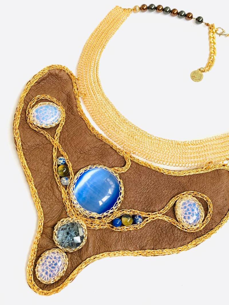 Handgestrickte Achat Halskette Handgestrickter Goldfilled Schmuck von StrixArtAccessories