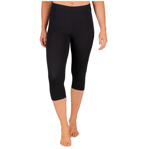 SES Capri Leggings Damen Schwarz (40/42) aus Baumwolle/blickdichte Damen Capri-Leggings/elastische Damen Leggins 3/4 lang Baumwolle/Damen Capri Leggings mit Perfekter Passform von SES