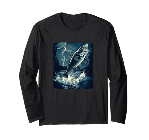 Sturmfischen mit coolen Barschfischen für Erwachsene und Kinder Langarmshirt von Strom Bass Outfit