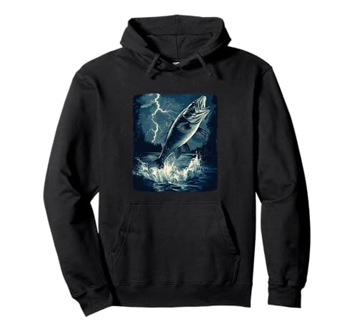 Sturmfischen mit coolen Barschfischen für Erwachsene und Kinder Pullover Hoodie von Strom Bass Outfit