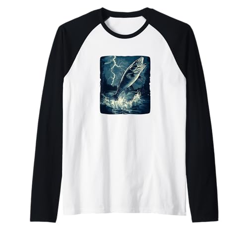 Sturmfischen mit coolen Barschfischen für Erwachsene und Kinder Raglan von Strom Bass Outfit