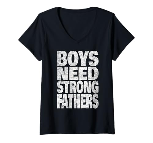Damen Jungen brauchen starke Männer Biblischer Vater Vorbilder Erbe T-Shirt mit V-Ausschnitt Damen Jungen brauchen starke Männer Biblischer Vater Vorbilder Erbe T-Shirt mit V-Ausschnitt von Strong Heritage Co