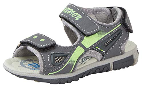 Strong Souls Jungen Sport-Sandalen Open Toe Wanderschuhe, - Grau / Grün - Größe: 26 EU von Strong Souls