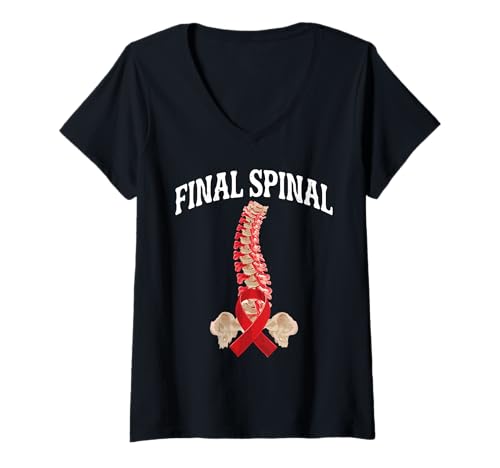 Damen Final Spinal Krebsbewusstsein stark - T-Shirt mit V-Ausschnitt von Strong Spine Support Awareness
