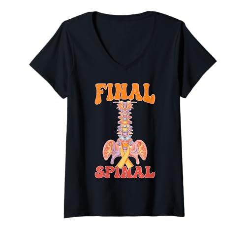 Damen Final Spinal Krebsbewusstsein stark T-Shirt mit V-Ausschnitt von Strong Spine Support Awareness