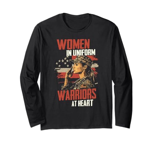 Frauen in Uniform Warriors at Heart Design Langarmshirt von Strong Women Military Pride by NLTS