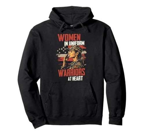 Frauen in Uniform Warriors at Heart Design Pullover Hoodie von Strong Women Military Pride by NLTS
