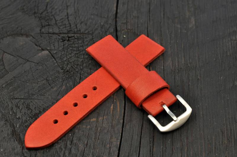 Handgefertigtes Leder Herren Uhrenarmband Lava 18mm 20mm 21mm 22mm 24mm 26mm von StrongHorseCraft