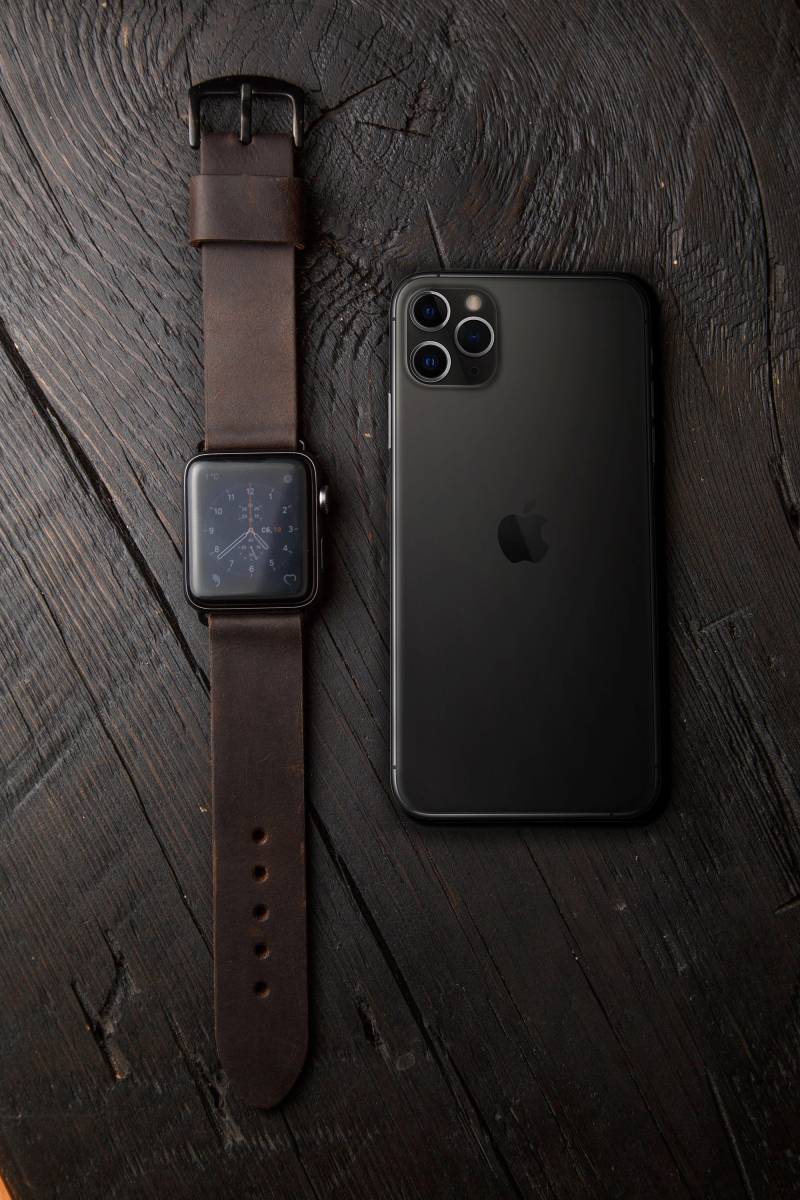 Handgefertigtes Lederarmband Für Apple Watch 45mm 41mm 44mm 40mm Series 7 6 5 4 3 von StrongHorseCraft