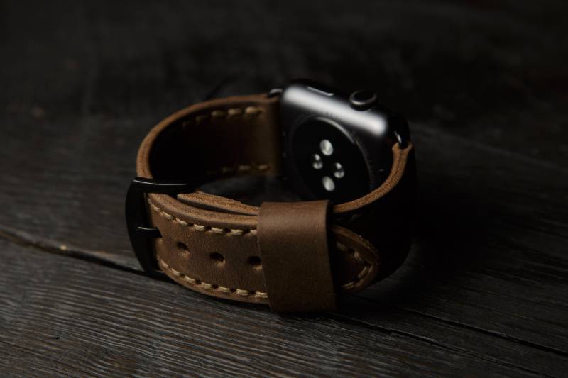 Handgefertigtes Lederarmband Für Apple Watch Band, Armband 45mm 41mm 44mm 40mm, Uhrenarmband Series 7 6 5 4 3 von StrongHorseCraft