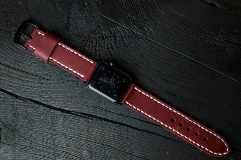 Handgefertigtes Lederarmband Für Apple Watch Band, Armband 45mm 41mm 44mm 40mm, Uhrenarmband Series 7 6 5 4 3 von StrongHorseCraft