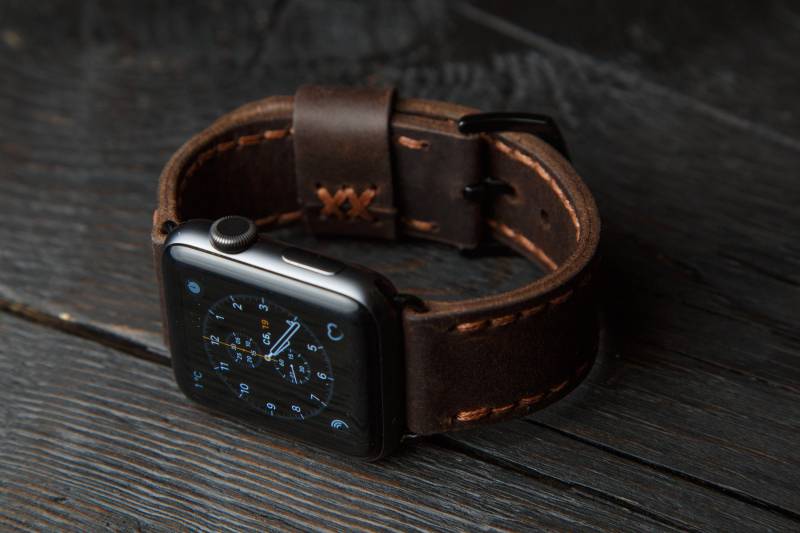 Handgefertigtes Lederarmband Für Apple Watch Band, Armband 45mm 41mm 44mm 40mm, Uhrenarmband Series 7 6 5 4 3 von StrongHorseCraft