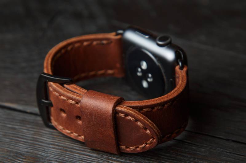 Handgefertigtes Lederarmband Für Apple Watch Band, Armband 45mm 41mm 44mm 40mm, Uhrenarmband Series 7 6 5 4 3 von StrongHorseCraft