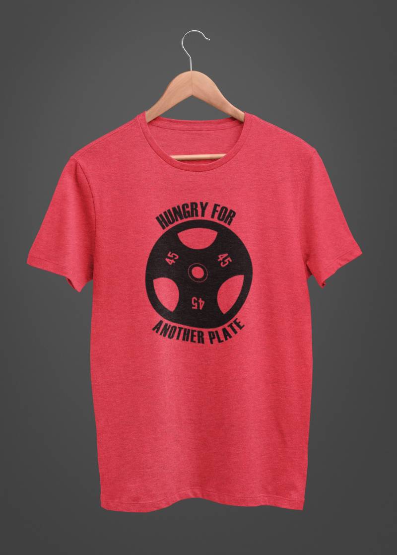 Hungrig Nach Einer Weiteren Platte Männer Lustiges Gym Shirt Triblend Workout Lässig von StrongNerdGymGear