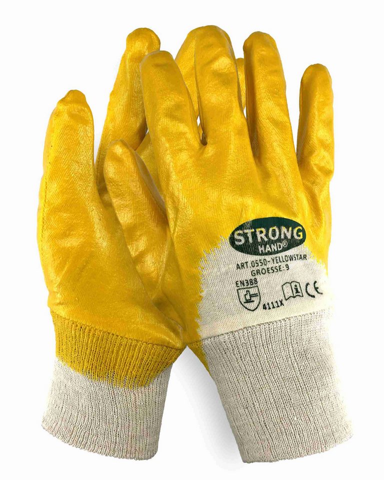 Stronghand Arbeitshandschuhe Yellowstar 0550 Arbeitshandschuhe, Gelb Nitril Größe 10,12 Paar von Stronghand