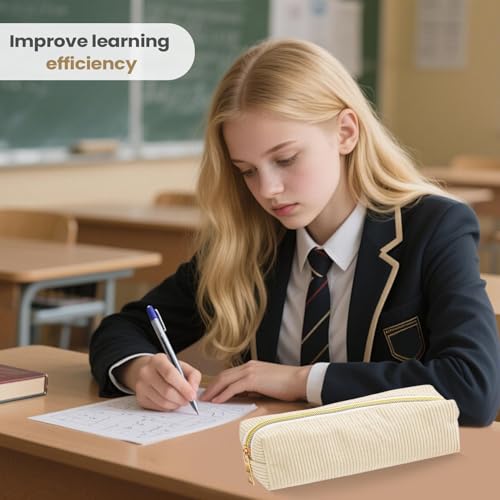 Federmäppchen Organizer,Federmäppchen für Teenager Mädchen - Großes Fassungsvermögen Cordstoff Einfarbige Tasche für Schreibwaren Marker Radiergummis Stifte Lineal Notizblock von Stronrive