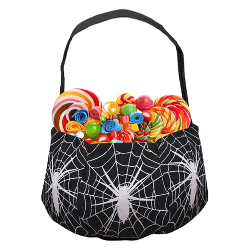 Halloween-Taschen für Süßes oder Saures – Wiederverwendbare Süßigkeiten-Goodie-Taschen mit Griffen – gruseliger Aufbewahrungskorb für Frauen, Mädchen, Teenager, Jugendliche von Stronrive